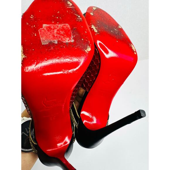 Christian Louboutin Akenana Red Python Mules EU 36 – Exotic Luxury Slip-On Heels - Picture 2 of 9